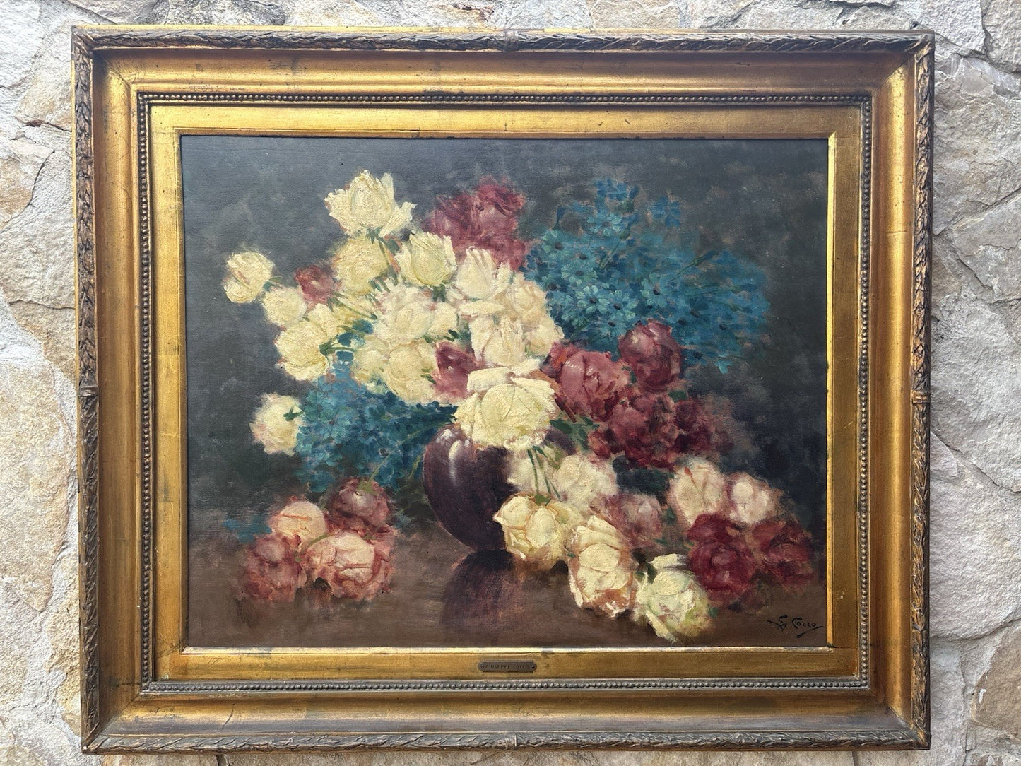 Quadro antico -Vaso Con Fiori- Giuseppe Alberto Cocco- dipinto a olio