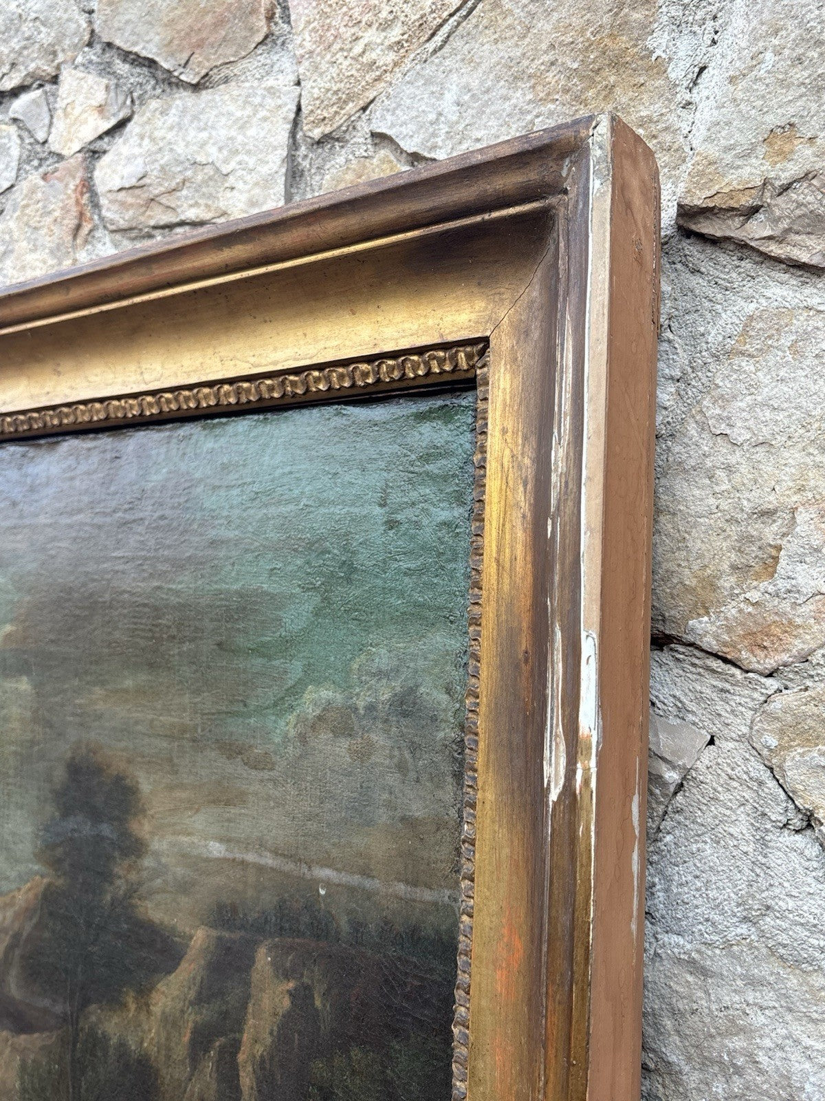 Quadro antico -Scogliera Con Mareggiata- dipinto a olio su tela