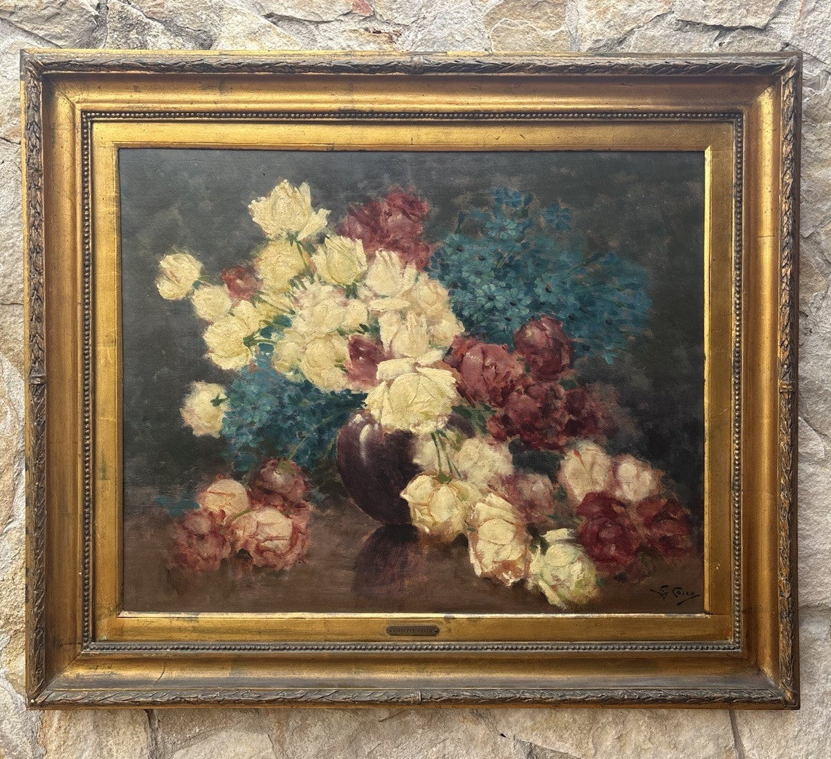 Quadro antico -Vaso Con Fiori- Giuseppe Alberto Cocco- dipinto a olio