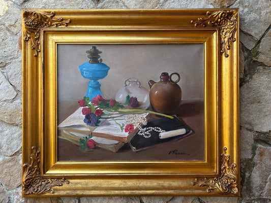 Quadro -Natura Morta- Raffaele Pucci- dipinto a olio su tela