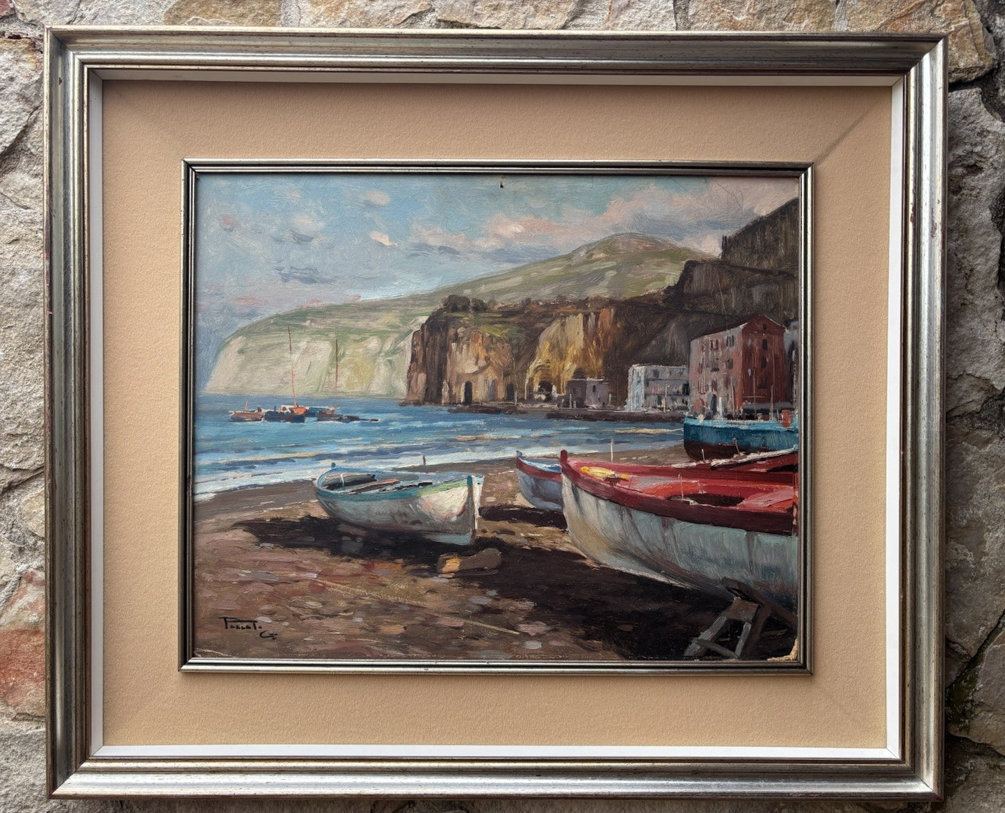 Quadro -Barche A Riposo- Giovanni Parlato- dipinto a olio