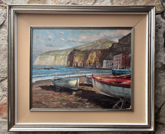 Quadro -Barche A Riposo- Giovanni Parlato- dipinto a olio