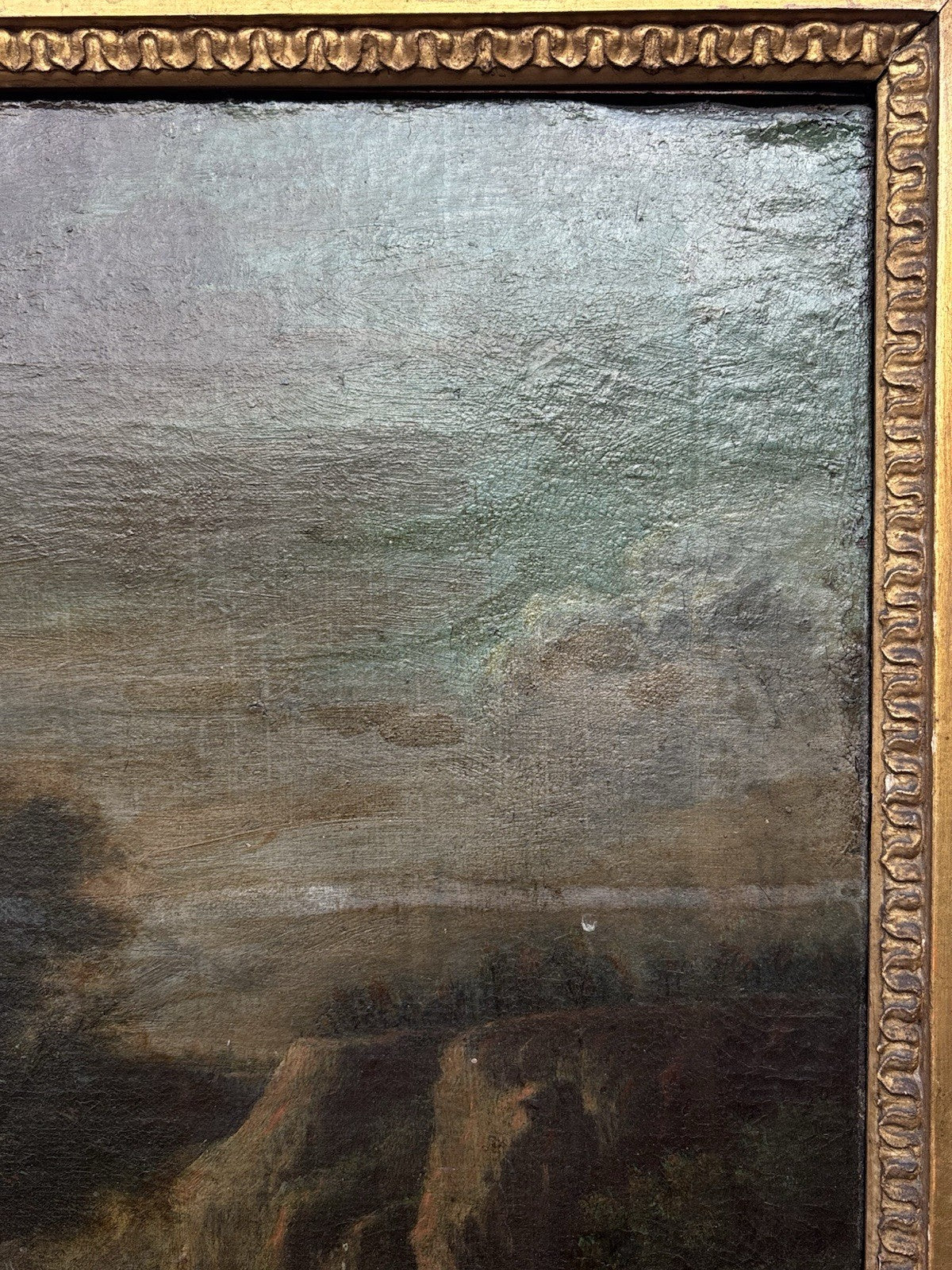 Quadro antico -Scogliera Con Mareggiata- dipinto a olio su tela