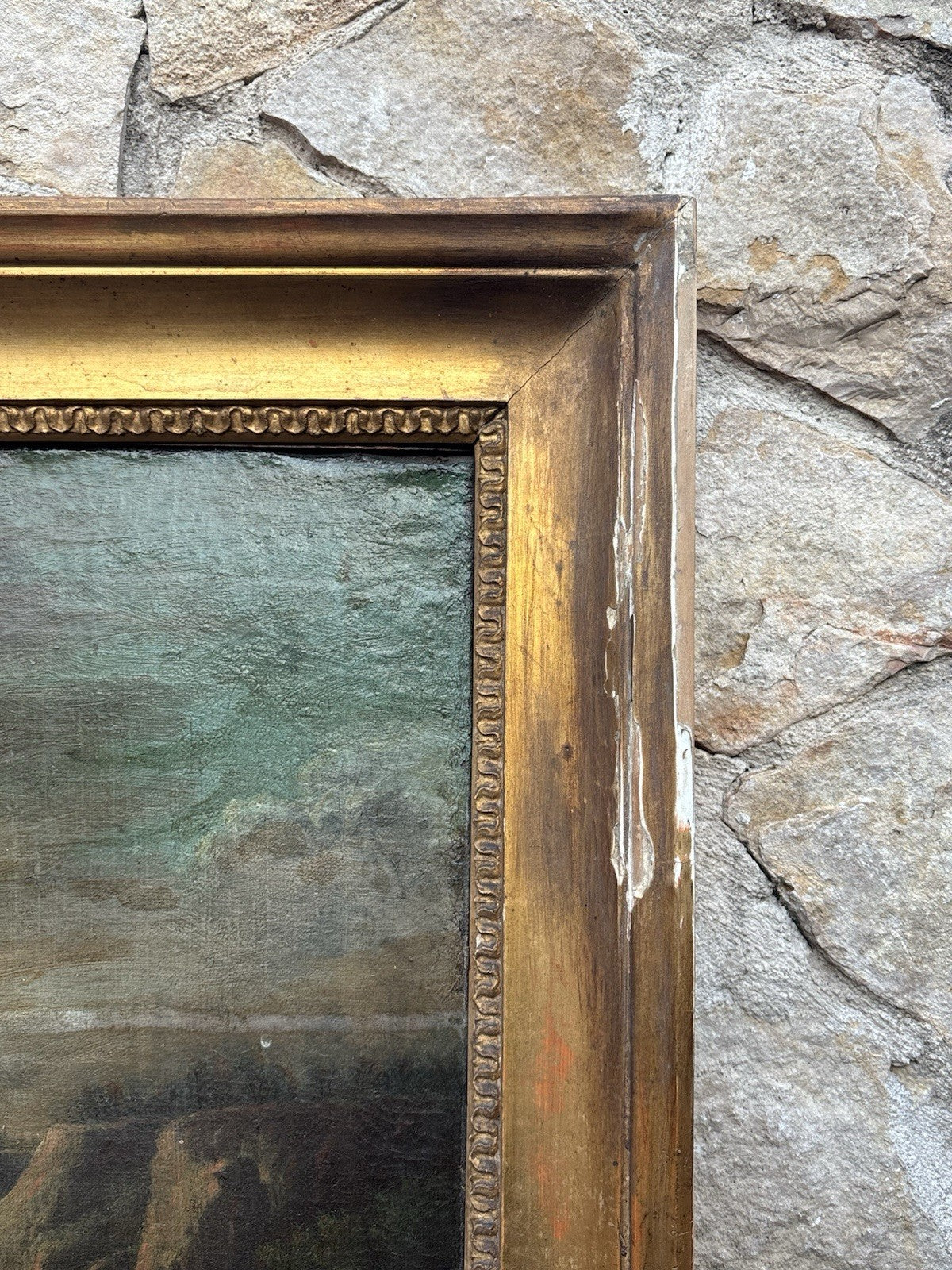 Quadro antico -Scogliera Con Mareggiata- dipinto a olio su tela