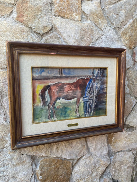 Quadro -Carretta Con Cavallo- Carlo Verdecchia- acquerello