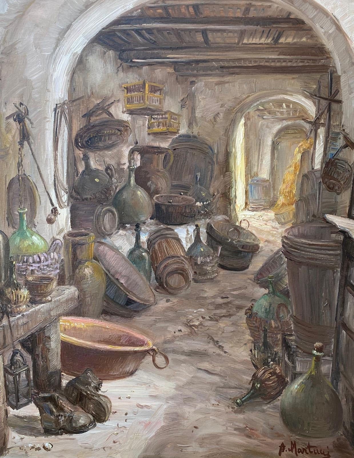 Quadro -Interno Di Cantina- Antonio Martucci- dipinto a olio