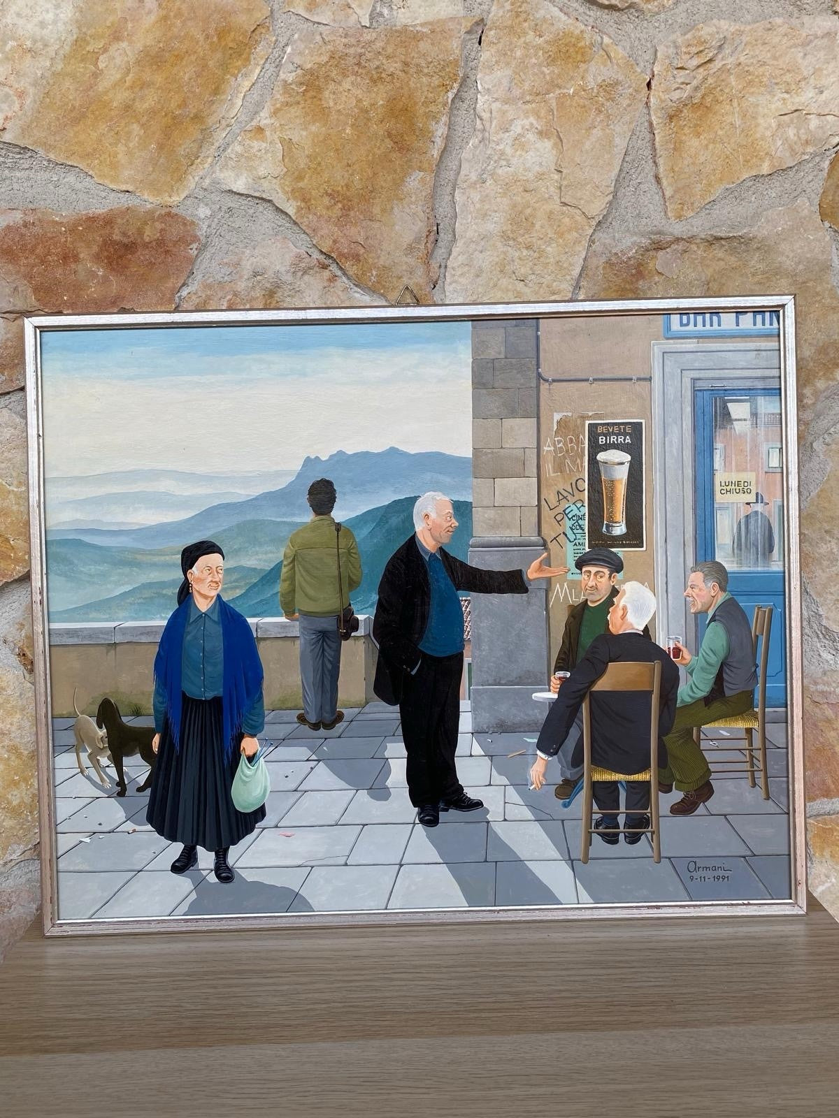 Quadro -Al Bar- dipinto a olio