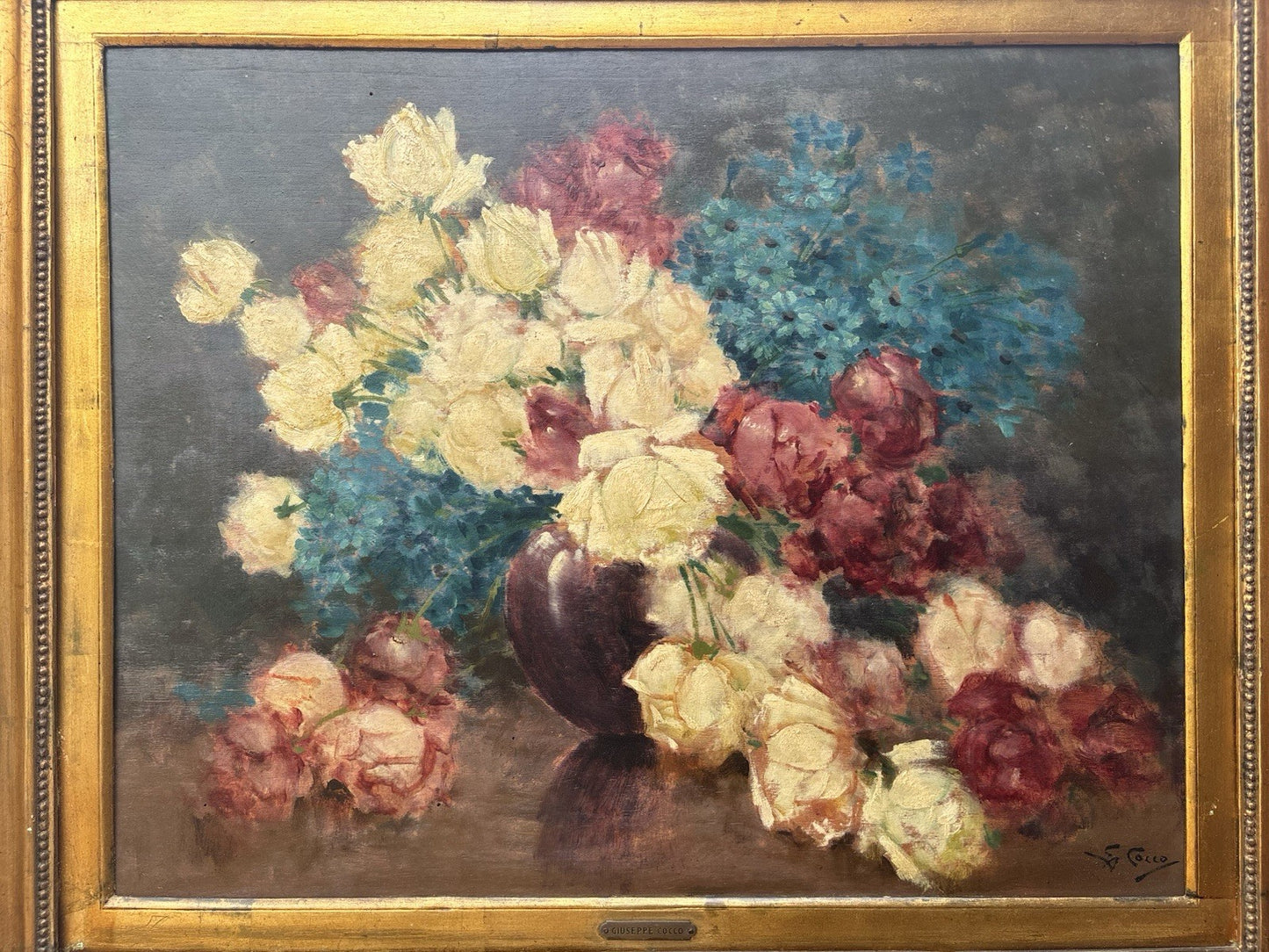 Quadro antico -Vaso Con Fiori- Giuseppe Alberto Cocco- dipinto a olio