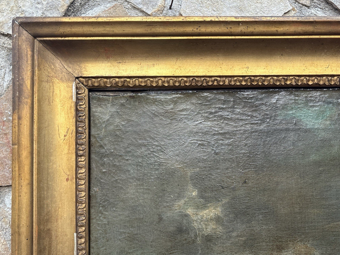 Quadro antico -Scogliera Con Mareggiata- dipinto a olio su tela