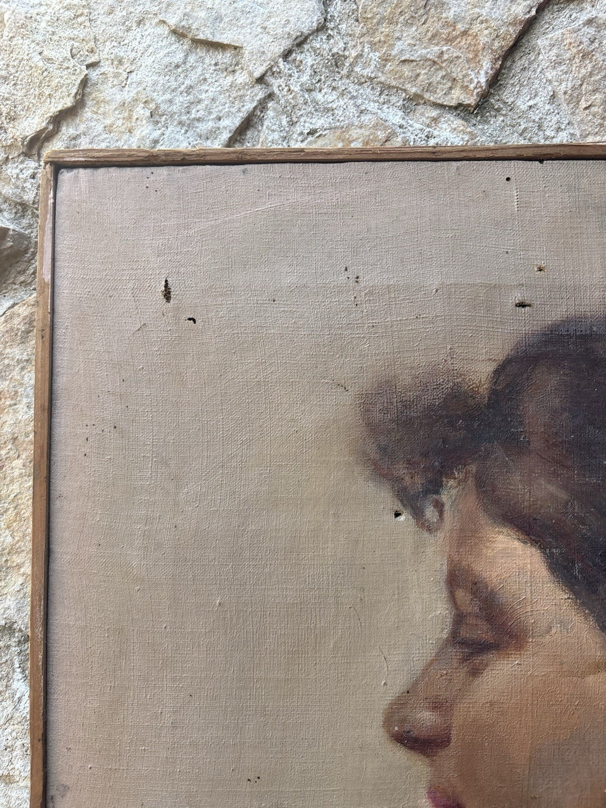 Quadro antico -Profilo Di Donna- dipinto a olio su tela