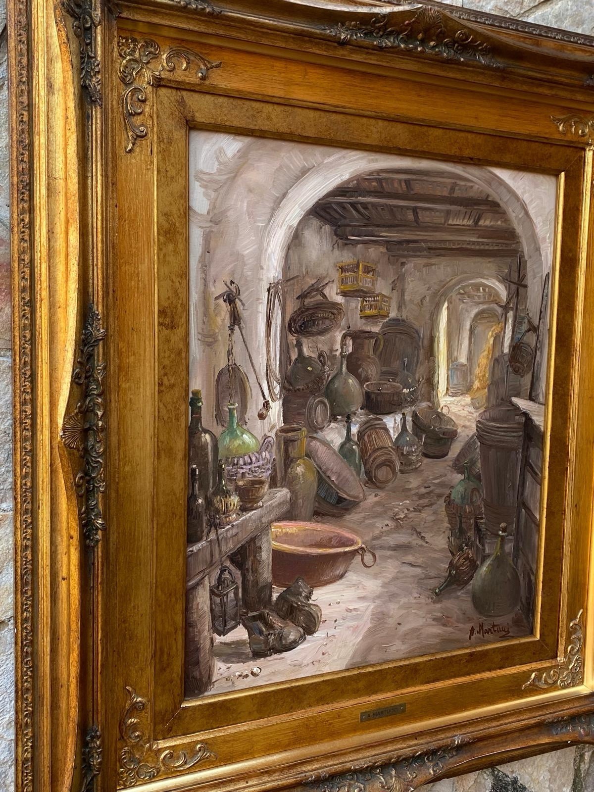 Quadro -Interno Di Cantina- Antonio Martucci- dipinto a olio