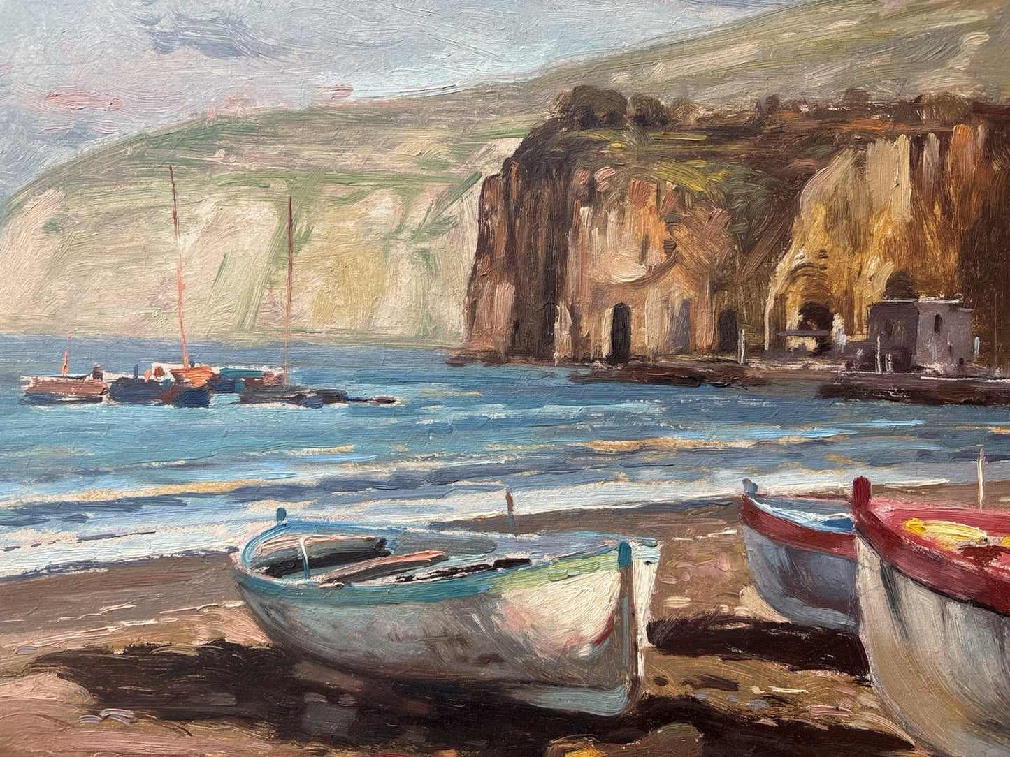 Quadro -Barche A Riposo- Giovanni Parlato- dipinto a olio