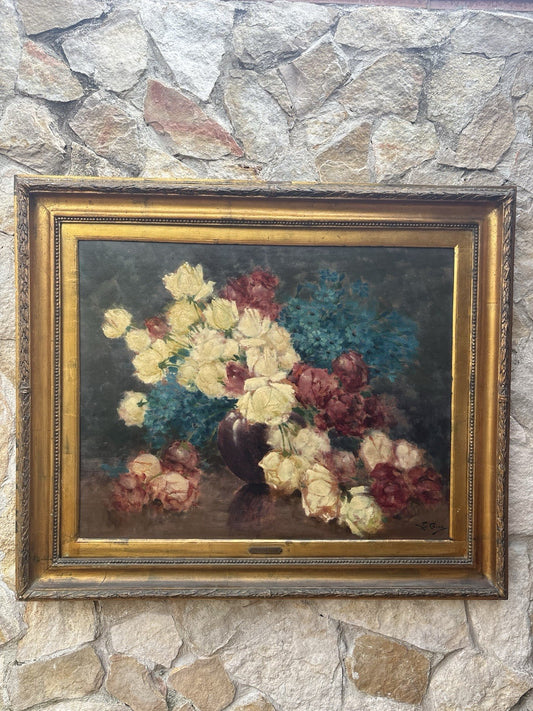 Quadro antico -Vaso Con Fiori- Giuseppe Alberto Cocco- dipinto a olio