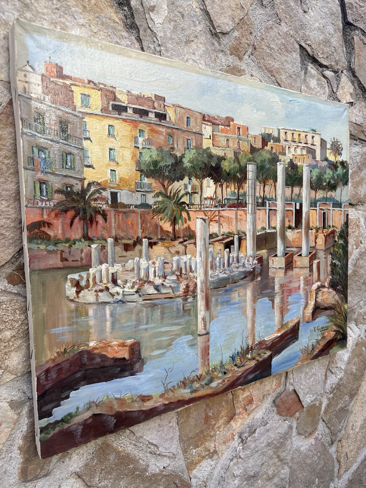 Quadro -Pozzuoli, Tempio Di Serapide- dipinto a olio su tela