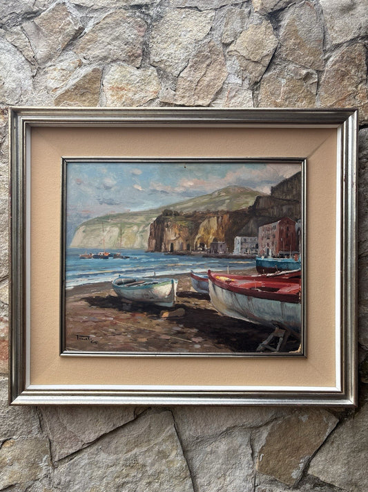 Quadro -Barche A Riposo- Giovanni Parlato- dipinto a olio
