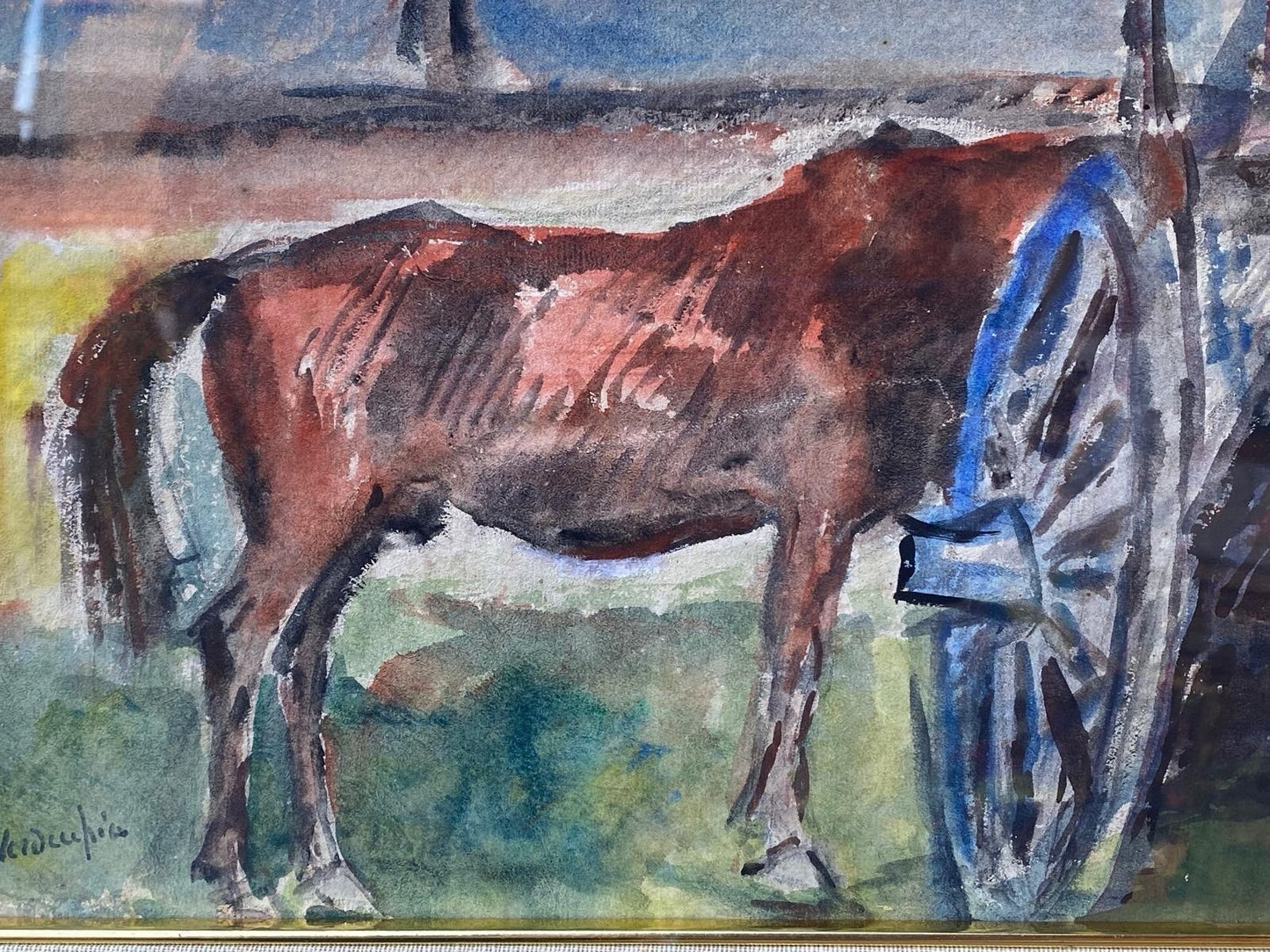 Quadro -Carretta Con Cavallo- Carlo Verdecchia- acquerello