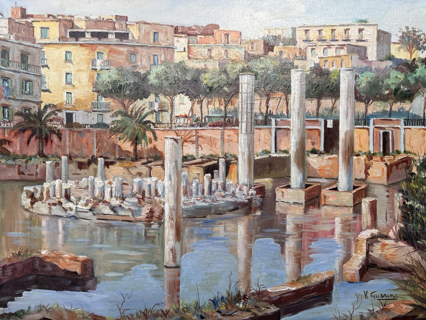 Quadro -Pozzuoli, Tempio Di Serapide- dipinto a olio su tela