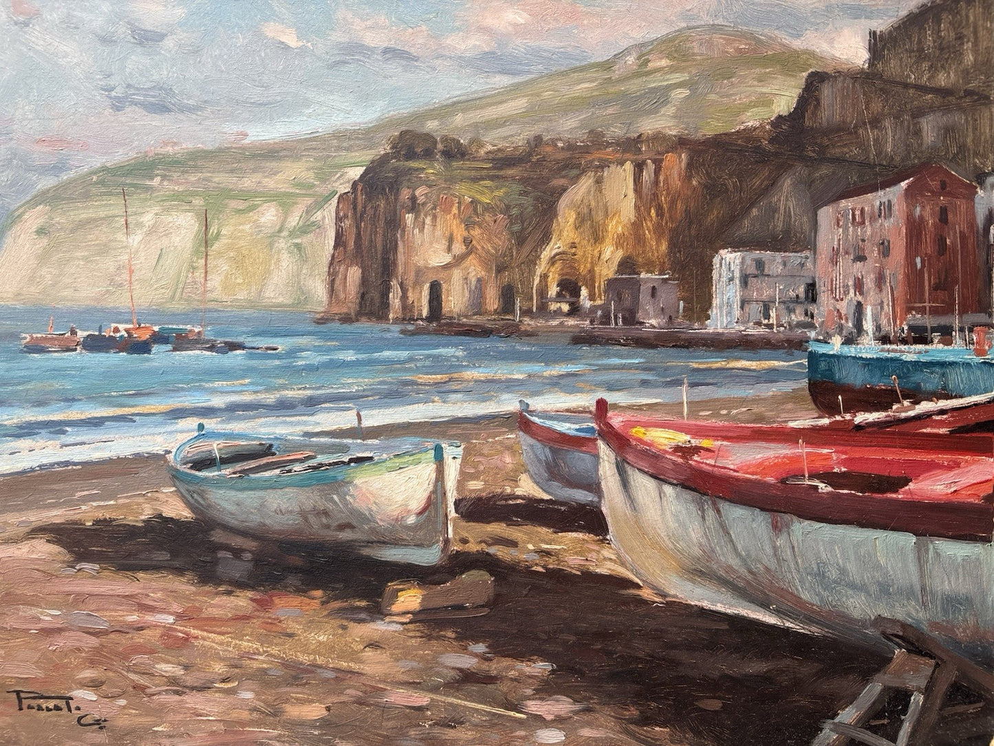 Quadro -Barche A Riposo- Giovanni Parlato- dipinto a olio