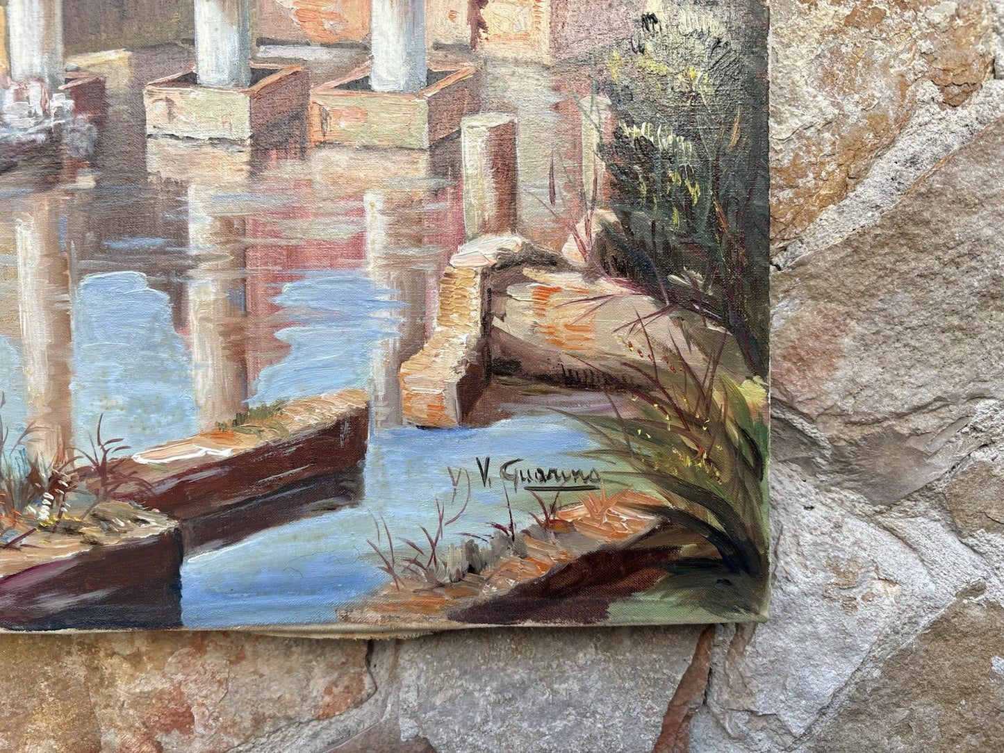 Quadro -Pozzuoli, Tempio Di Serapide- dipinto a olio su tela