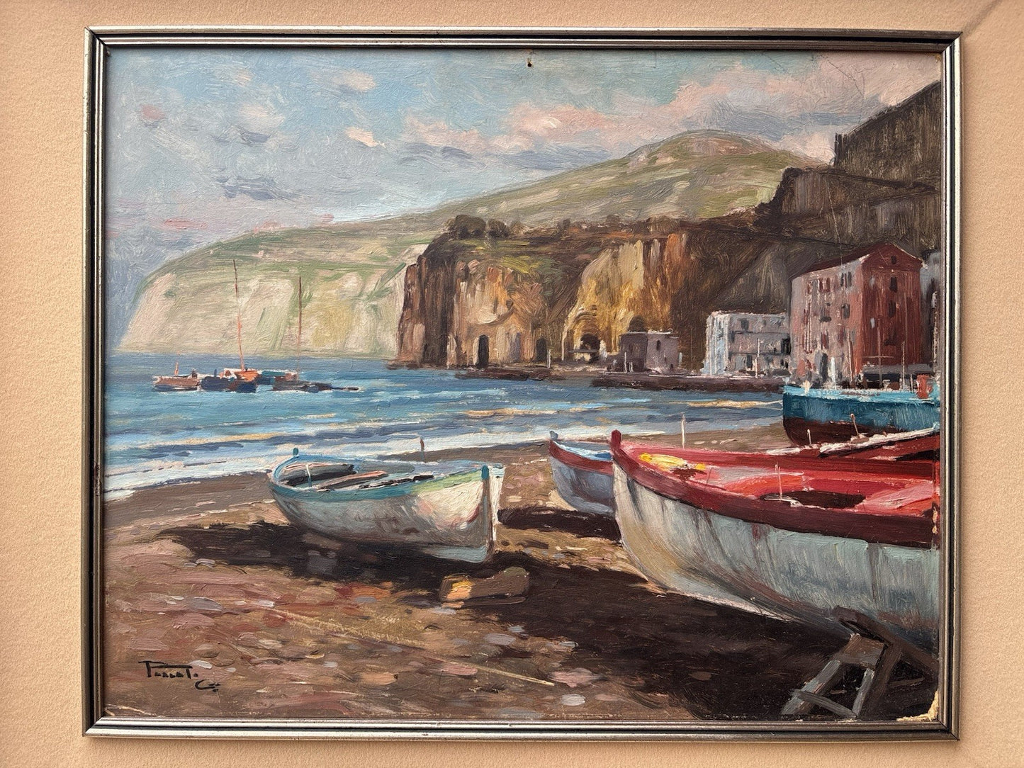 Quadro -Barche A Riposo- Giovanni Parlato- dipinto a olio
