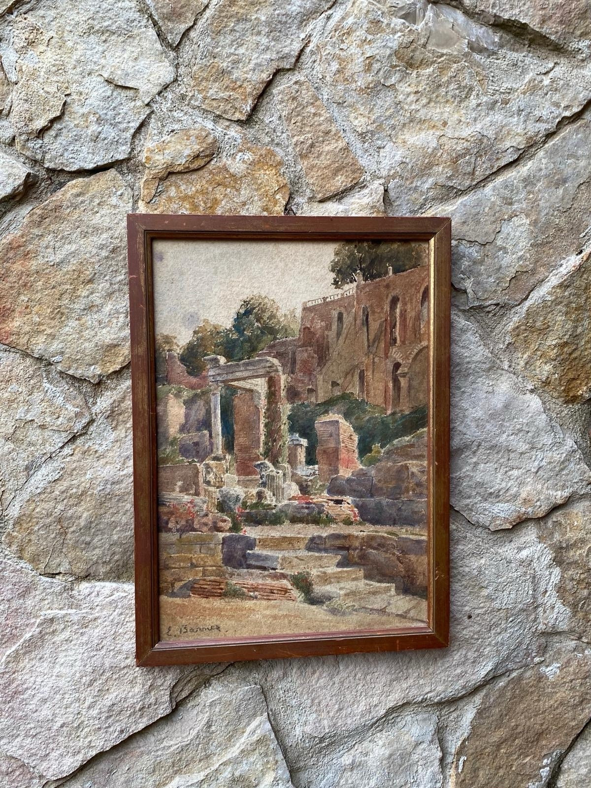 Quadro -Antiche Rovine- acquerello su cartoncino