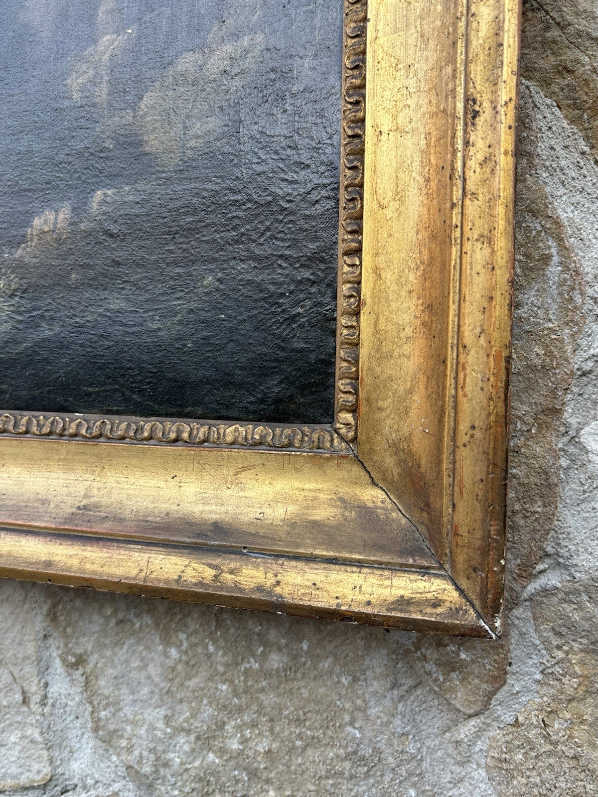 Quadro antico -Scogliera Con Mareggiata- dipinto a olio su tela