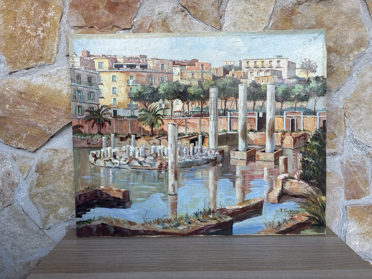 Quadro -Pozzuoli, Tempio Di Serapide- dipinto a olio su tela