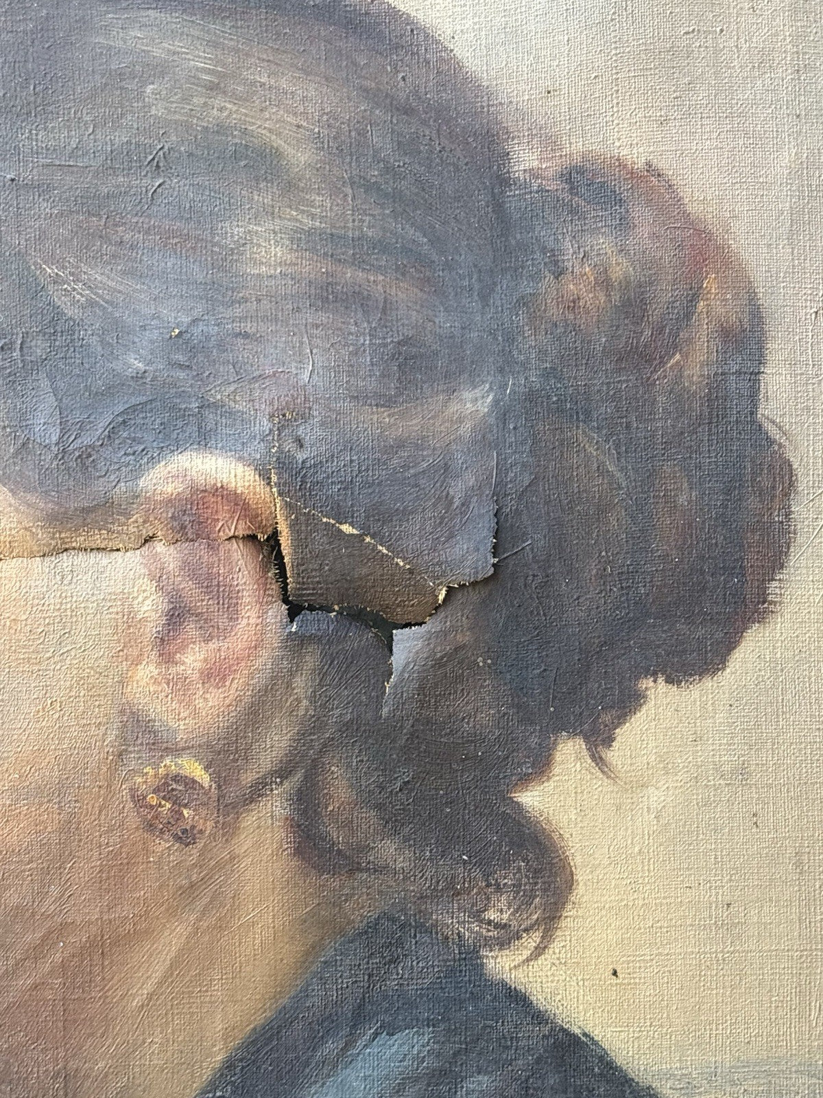 Quadro antico -Profilo Di Donna- dipinto a olio su tela