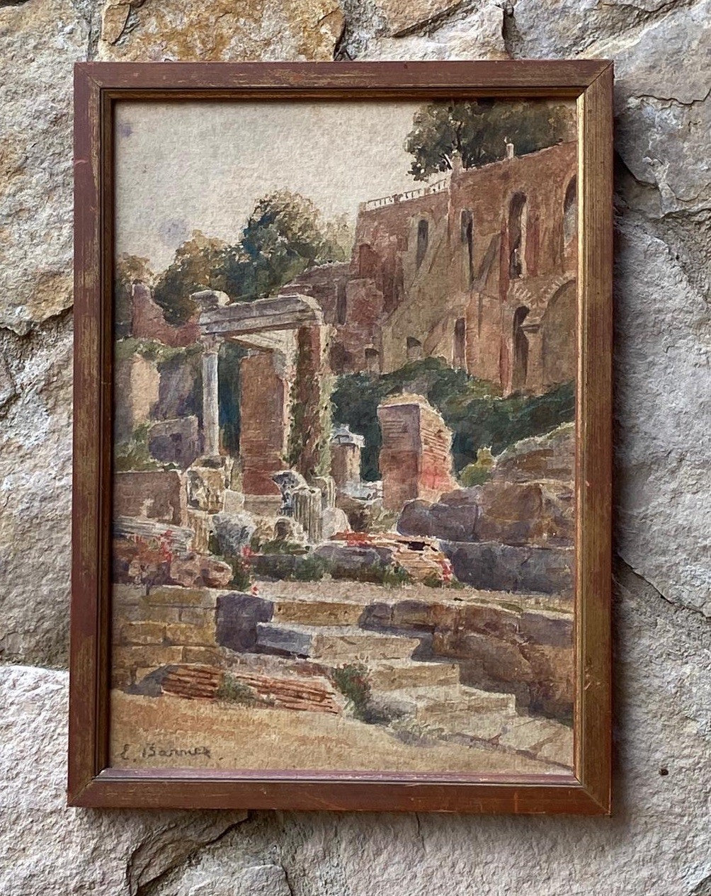 Quadro -Antiche Rovine- acquerello su cartoncino