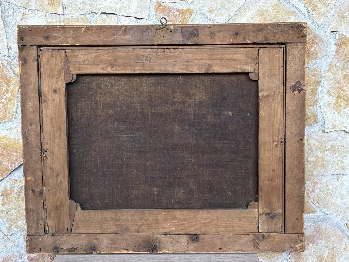Quadro antico -Scogliera Con Mareggiata- dipinto a olio su tela