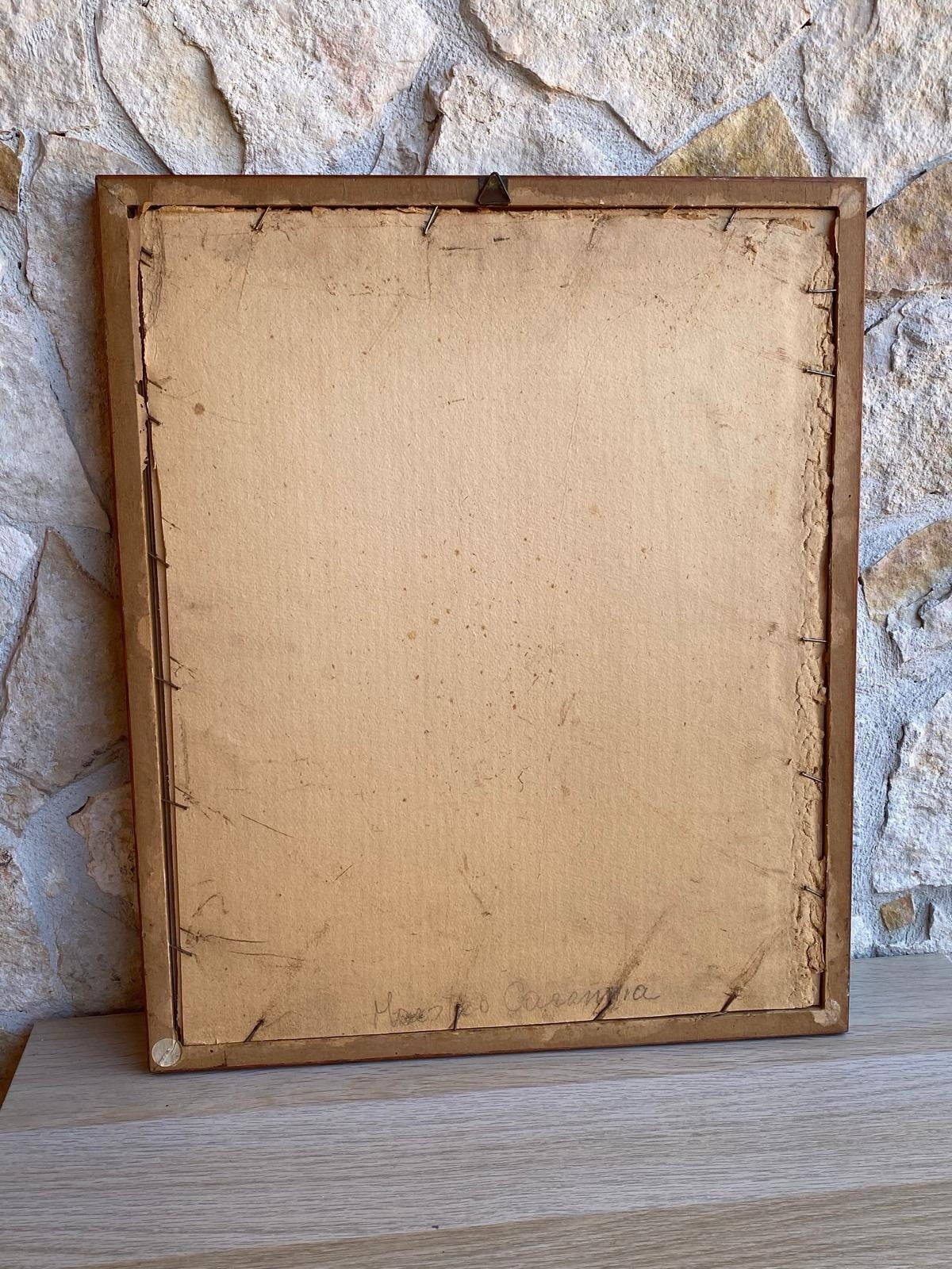 Quadro antico -Paesaggio- disegnato a mano con tecnica seppia su carta