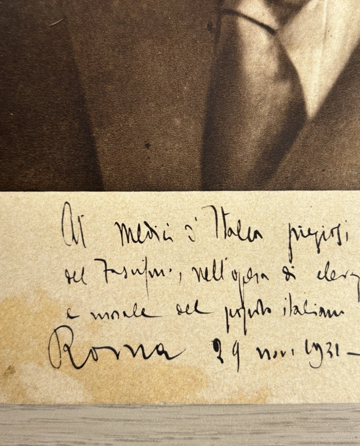 Stampa D’epoca Fotografia Datata 1931 Con Dedica E Firma B.Mussolini