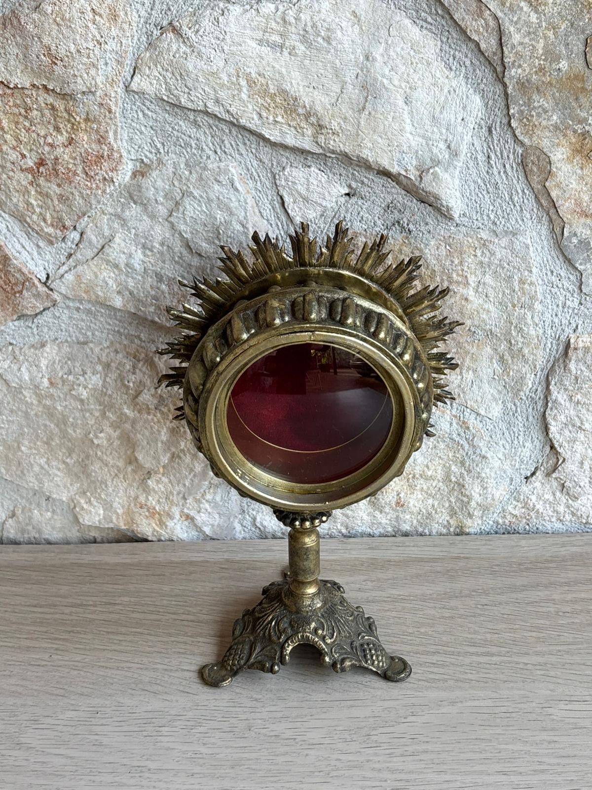 Teca Porta Reliquie, Reliquiario Vintage In Ottone