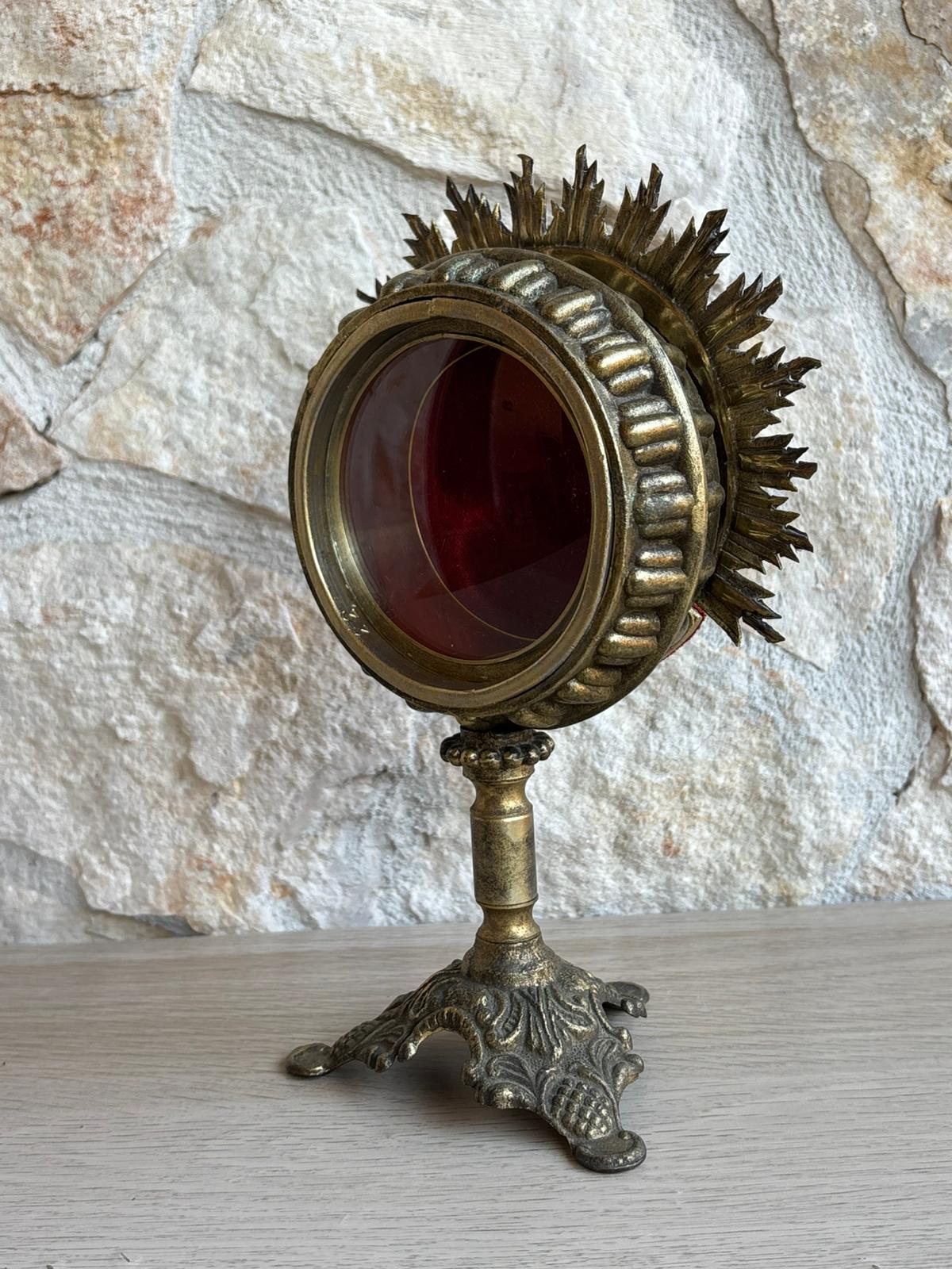 Teca Porta Reliquie, Reliquiario Vintage In Ottone