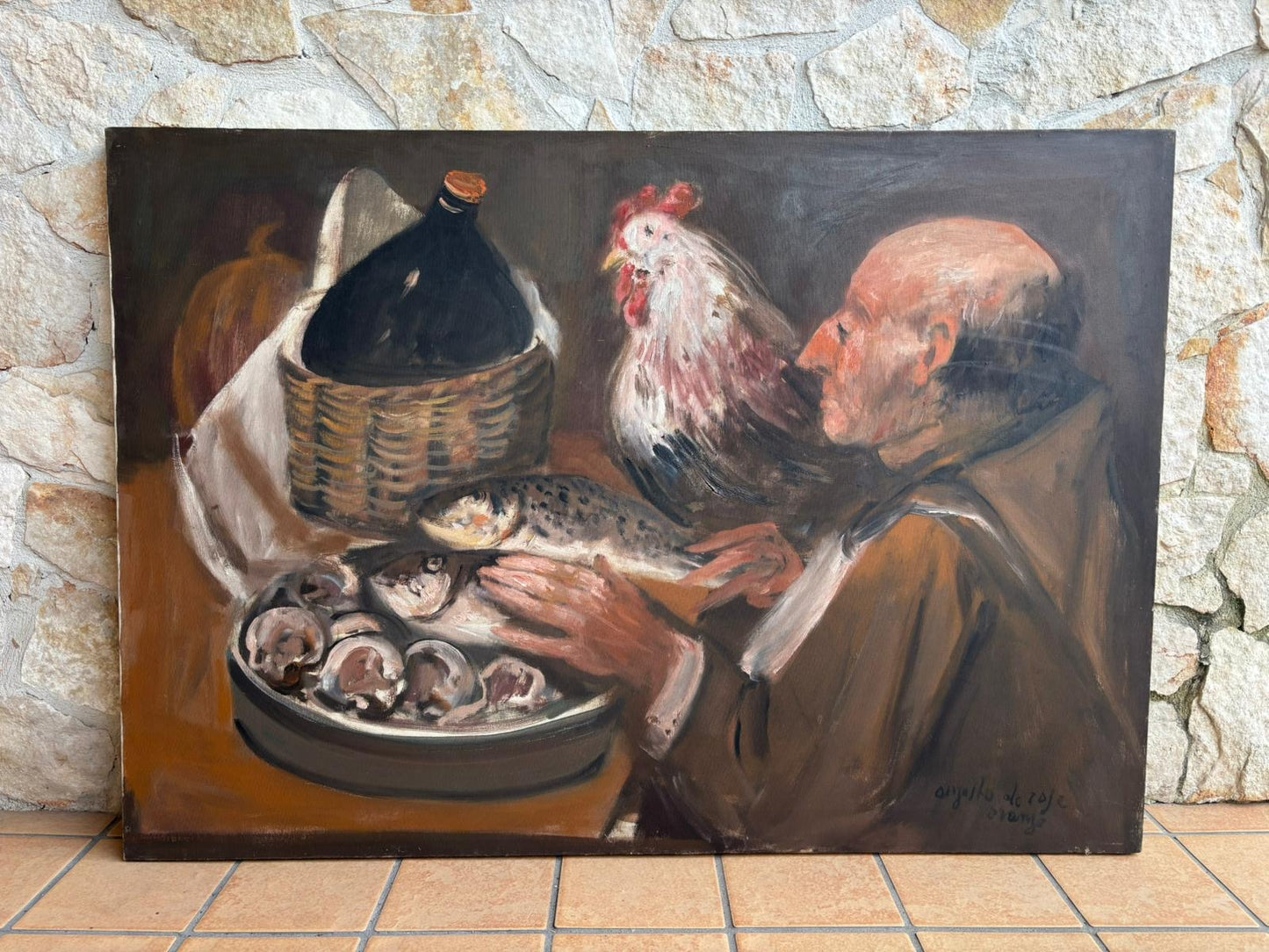 Grande Quadro -Tavola Imbandita- dipinto a olio su tela