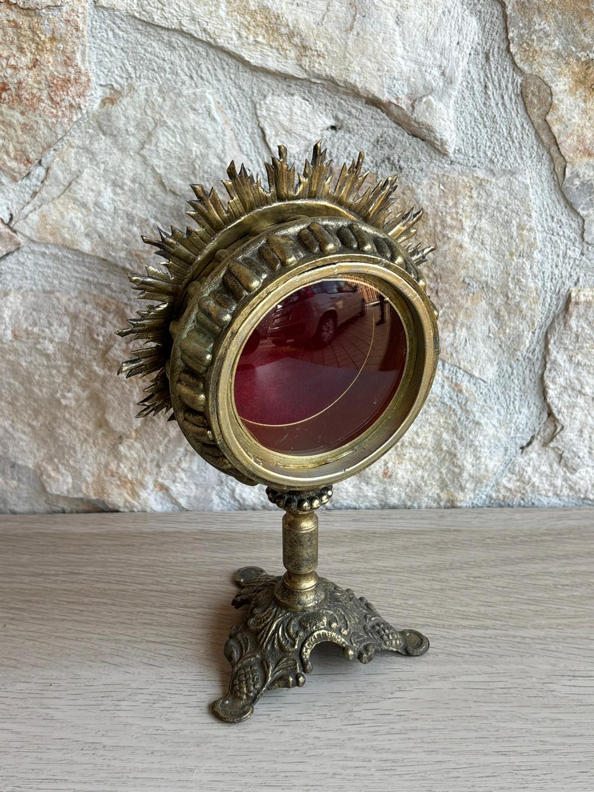 Teca Porta Reliquie, Reliquiario Vintage In Ottone