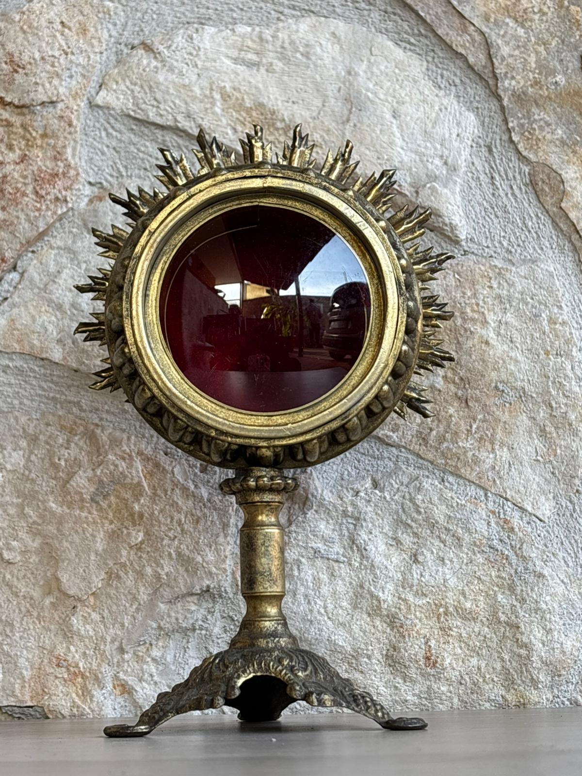 Teca Porta Reliquie, Reliquiario Vintage In Ottone