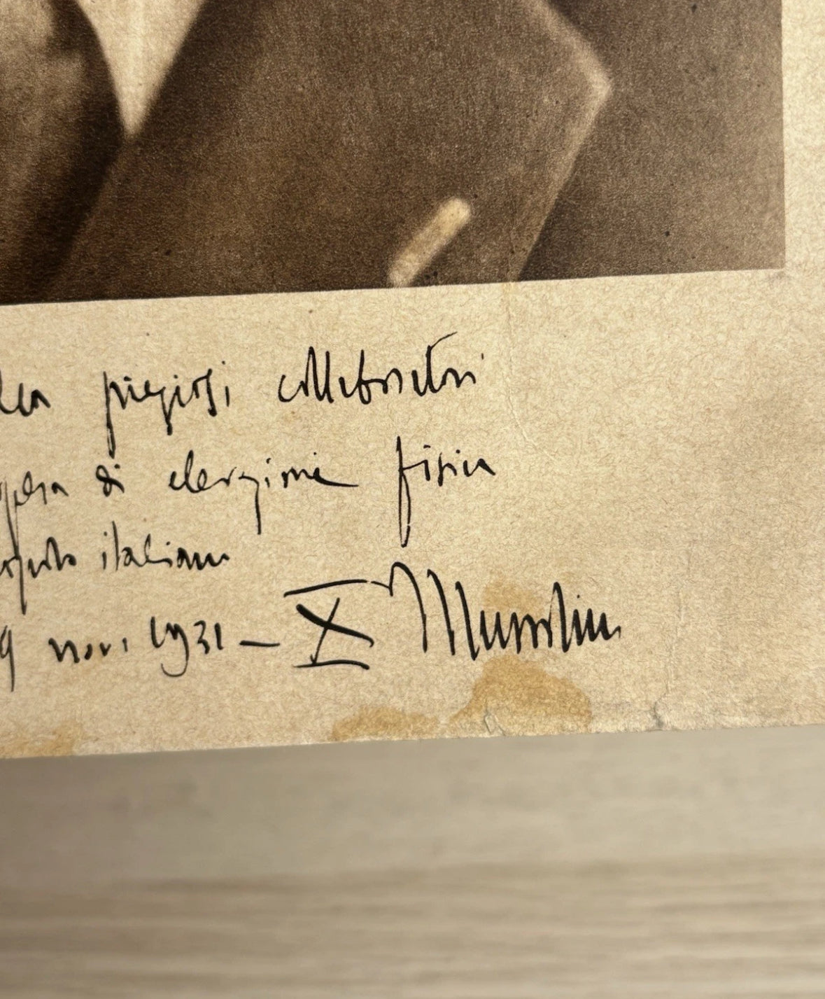 Stampa D’epoca Fotografia Datata 1931 Con Dedica E Firma B.Mussolini