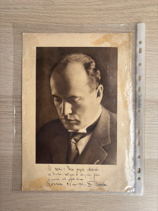 Stampa D’epoca Fotografia Datata 1931 Con Dedica E Firma B.Mussolini