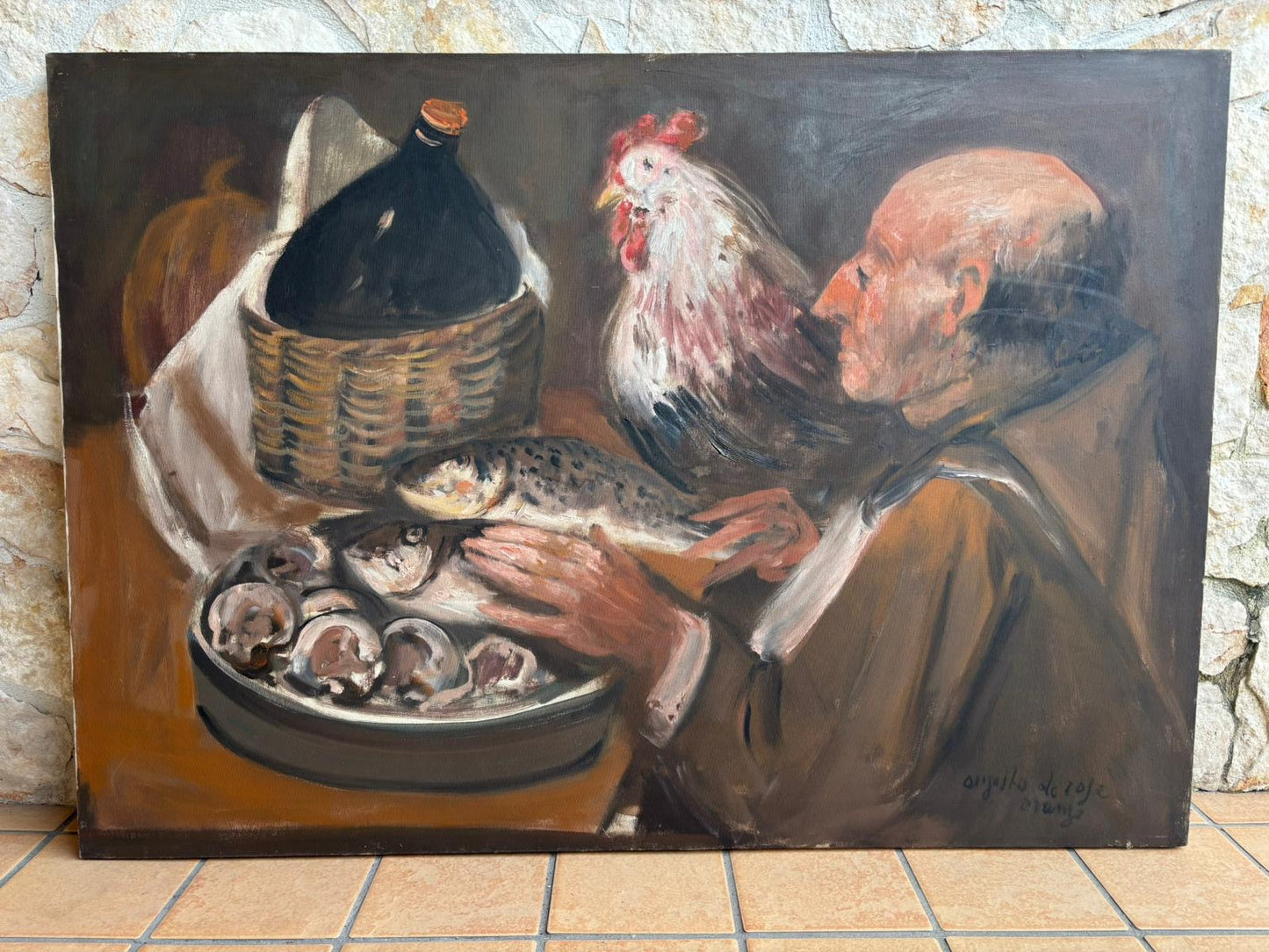 Grande Quadro -Tavola Imbandita- dipinto a olio su tela