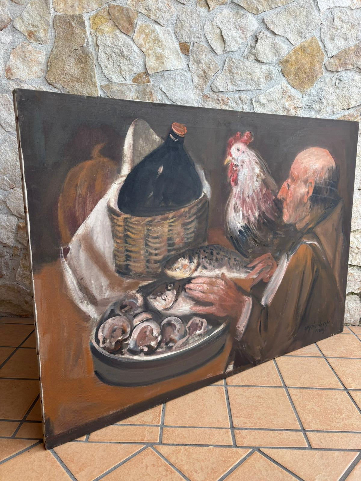 Grande Quadro -Tavola Imbandita- dipinto a olio su tela