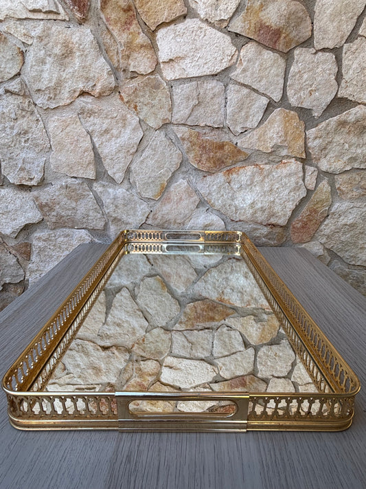 Vassoio vintage MB Made in Italy in metallo con specchio interno