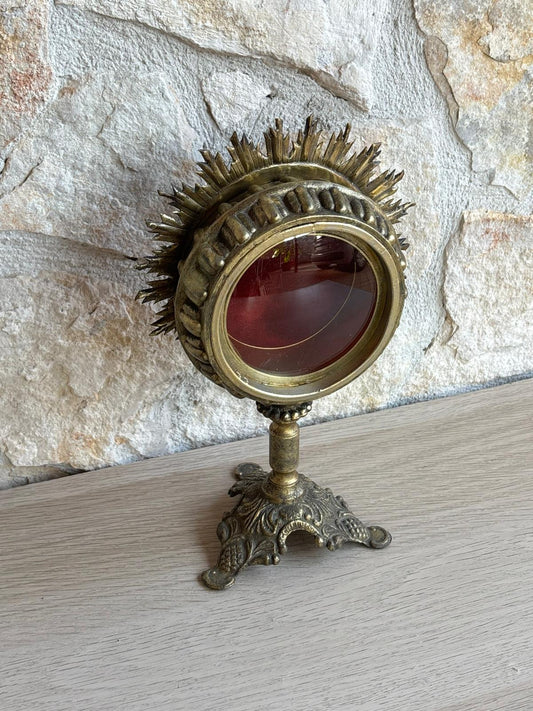 Teca Porta Reliquie, Reliquiario Vintage In Ottone