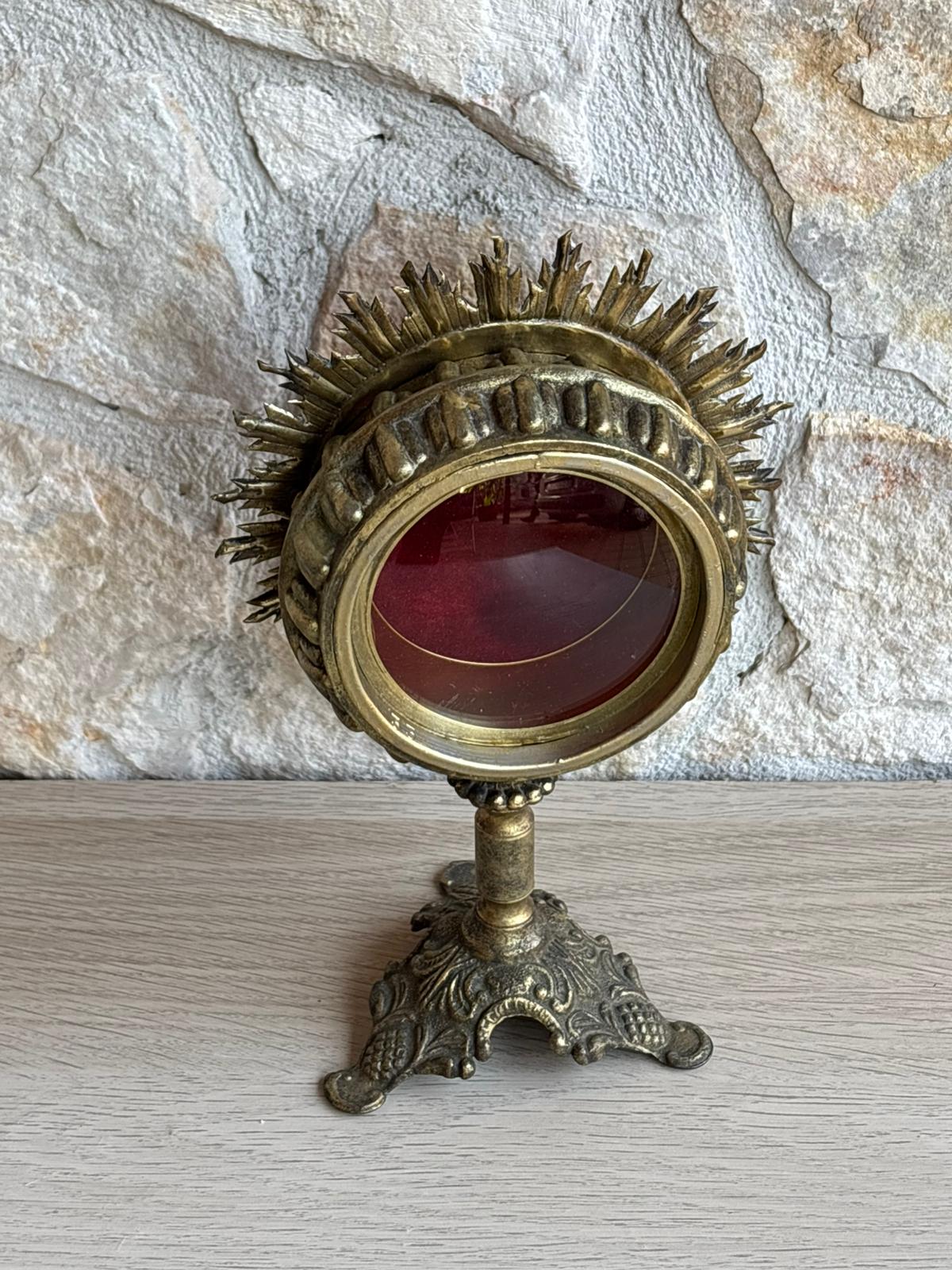 Teca Porta Reliquie, Reliquiario Vintage In Ottone