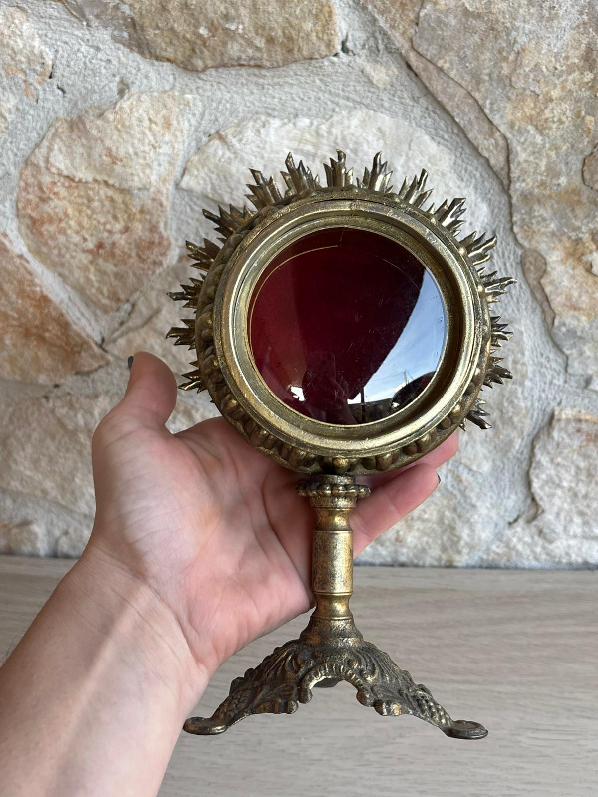 Teca Porta Reliquie, Reliquiario Vintage In Ottone