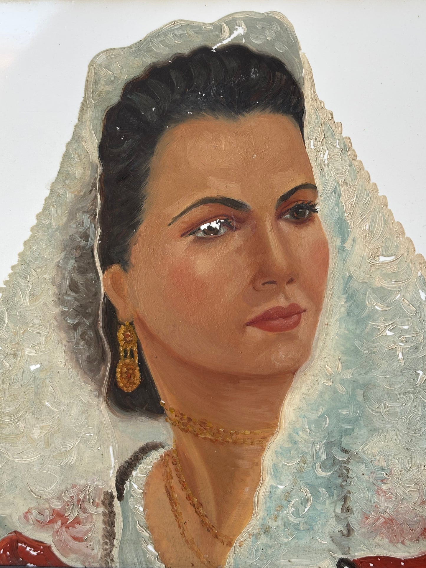 Quadro Vintage -Sarda- Dipinto Su Mattonella In Ceramica