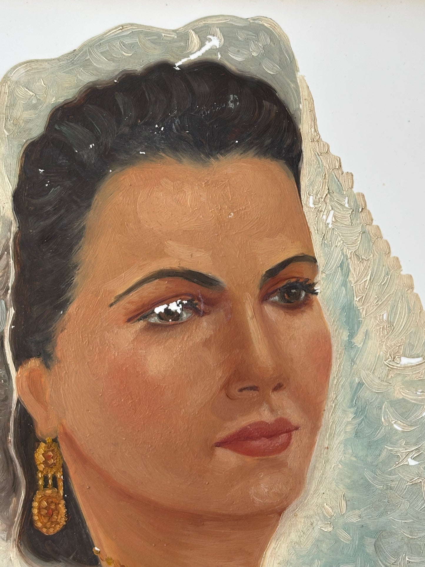 Quadro Vintage -Sarda- Dipinto Su Mattonella In Ceramica