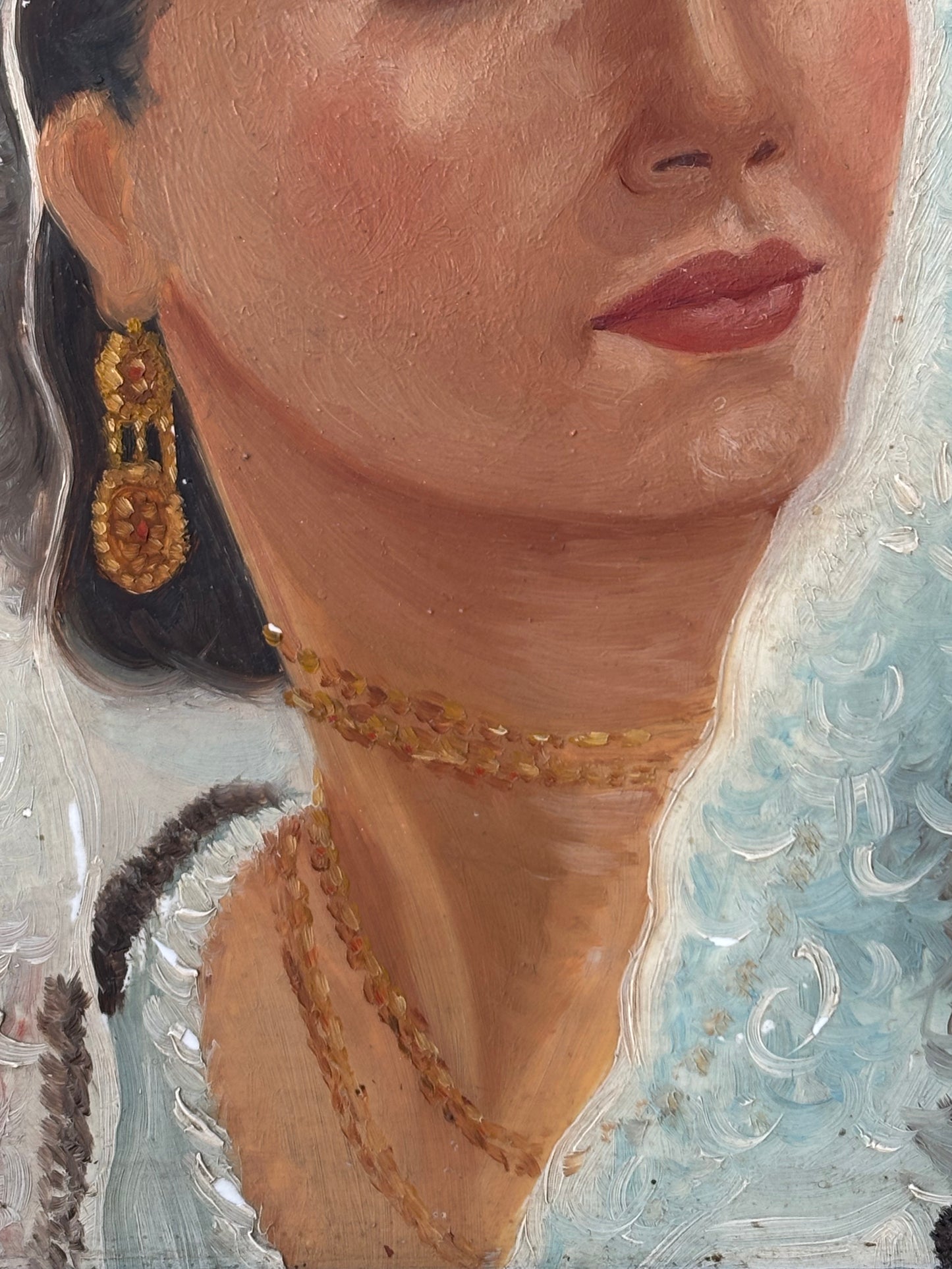 Quadro Vintage -Sarda- Dipinto Su Mattonella In Ceramica