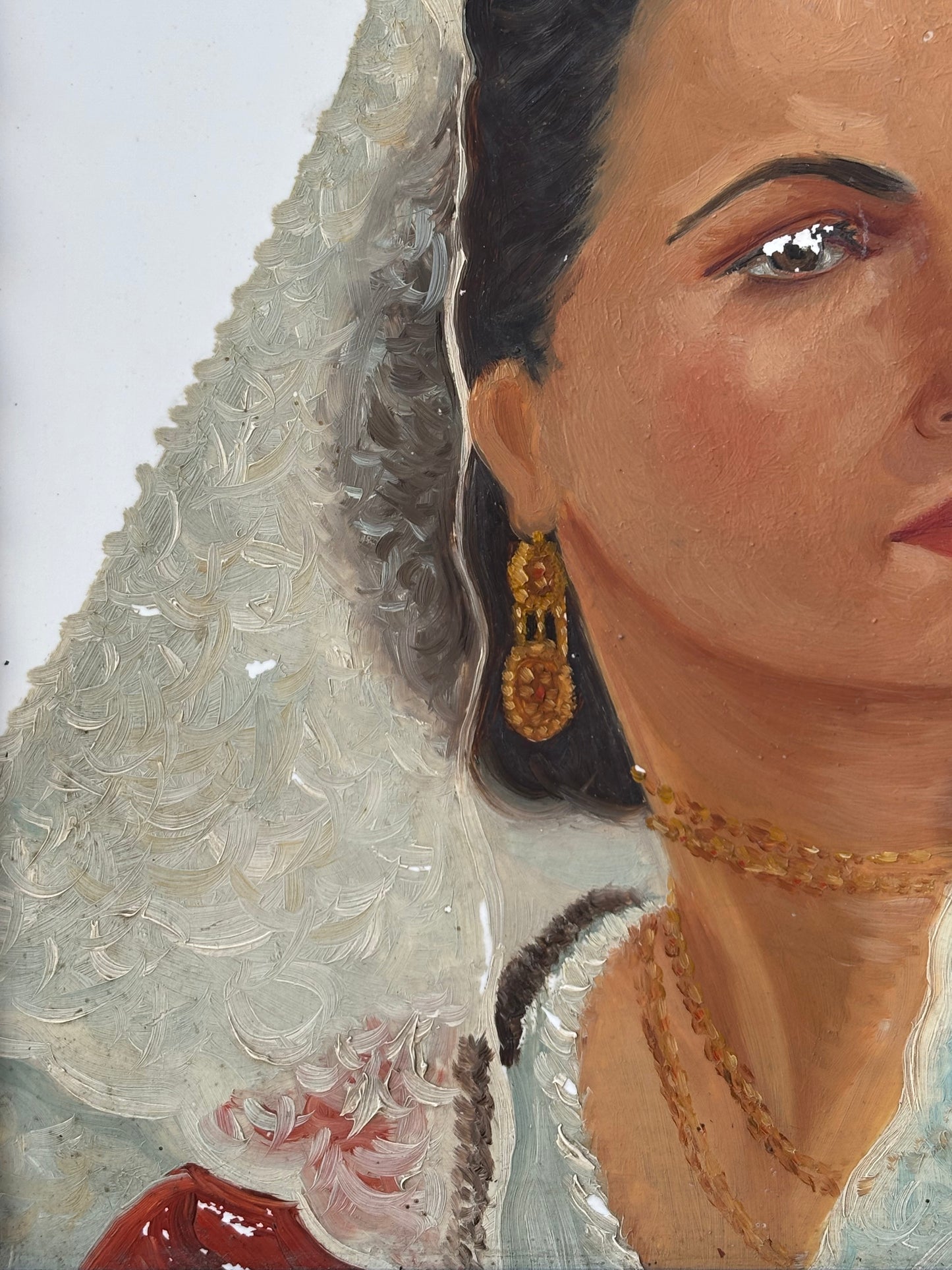 Quadro Vintage -Sarda- Dipinto Su Mattonella In Ceramica