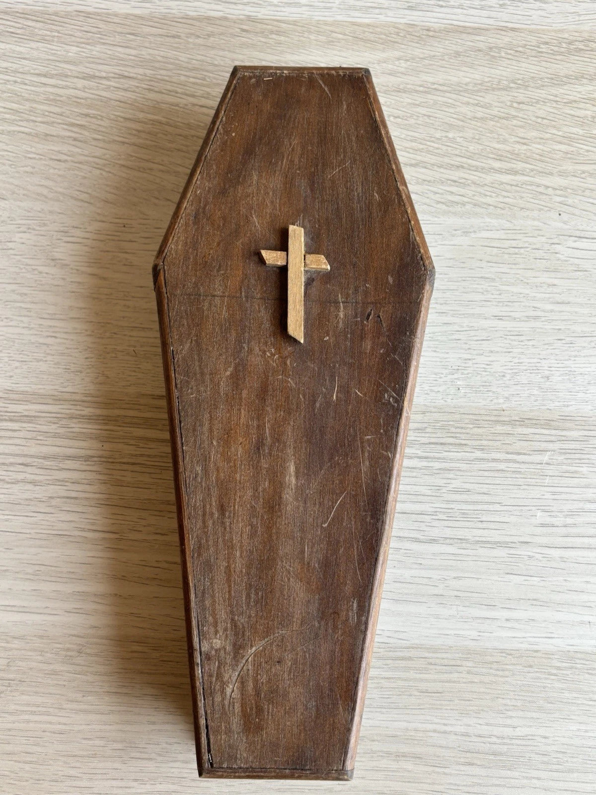 Scatola Portagioie Vintage A Forma Di Bara In Legno